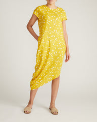 Iconic Stretch Linen Blend Geneva Dress - Yellow Confetti Print