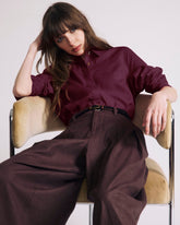 Elbe Popover Stretch Linen Blend Shirt - Acai