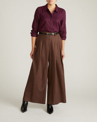 Elbe Popover Stretch Linen Blend Shirt - Acai