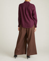Elbe Popover Stretch Linen Blend Shirt - Acai