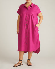 Dune Linen Blend Shirtdress - Hyper Pink