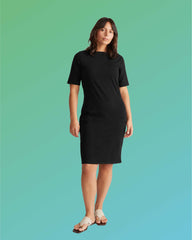 Belle Breton Stripe Jersey Dress - Solid Black