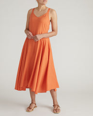 Sunshower Flowy Linen Blend Dress - Italian Orange