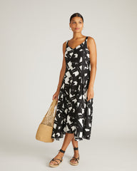 Sunshower Flowy Linen Blend Dress - Santiago Print