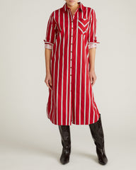 Odeon Stretch Poplin Shirtdress - Red/Black/White Stripe