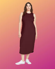 Cai High Neck Tank Dress - Black Cherry