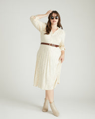 Gramercy Liquid Jersey Dress - Galactic Print in Ecru