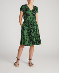 Minetta Liquid Jersey Dress - Green Sgraffito Print