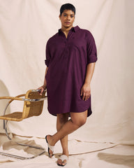 Linen Blend Rubicon Shirtdress - Acai