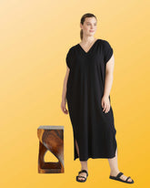 Kris Divine Jersey Kaftan - Black