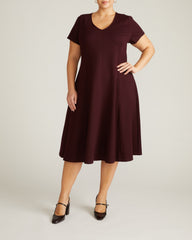 Lucinda Ponte Midi Dress - Black Cherry