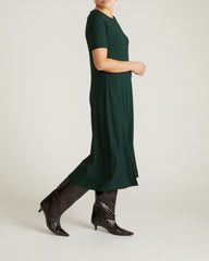 Serena Boatneck Divine Jersey Dress - Forest Green