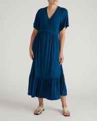 Ravello Liquid Jersey Dress - Blue Teal
