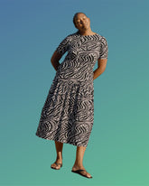 Thea Divine Jersey Midi Dress - Black Bosco Print