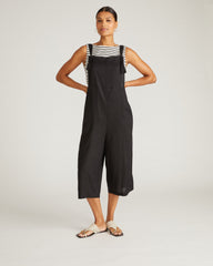 Kora Linen Blend Overalls - Black