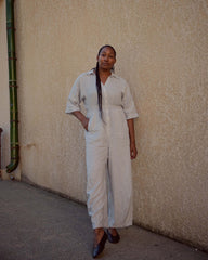 Maggie Barrel Leg Linen Blend Jumpsuit - Beach Stripe