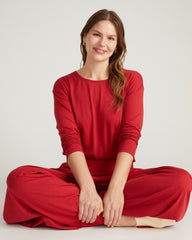 Pina Long Sleeve Lounge Tee - Raspberry