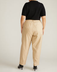 Lou Barrel Leg Linen Blend Pants - Danish Coffee