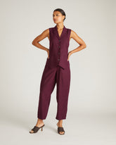 Lou Barrel Leg Linen Blend Pants - Acai