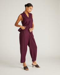 Lou Barrel Leg Linen Blend Pants - Acai