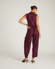 Lou Barrel Leg Linen Blend Pants - Acai