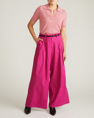 Palais Stretch Linen Blend Wide Leg Pant - Hyper Pink