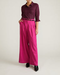 Palais Stretch Linen Blend Wide Leg Pant - Hyper Pink
