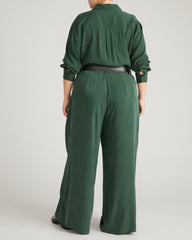 Palais Cooling Cupro Wide Leg Pant - Forest Green