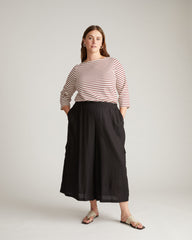 Palazzo Cargo Linen Blend Pant - Black