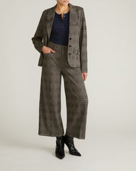 Cropped Wide Leg Ponte Pants - British Plaid