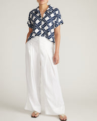 Marley Wide Leg Linen Blend Pants - White
