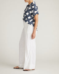 Marley Wide Leg Linen Blend Pants - White