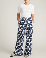 Marley Wide Leg Linen Blend Pants - Geometrica Print