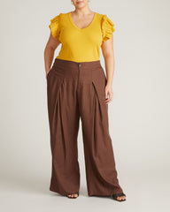 Marley Wide Leg Linen Blend Pants - Peppercorn