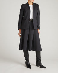 PowerPonte Denim Pleated Skirt - Charcoal