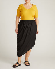 Geneva Linen Blend Skirt - Black