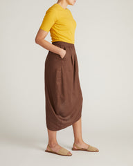 Geneva Linen Blend Skirt - Peppercorn