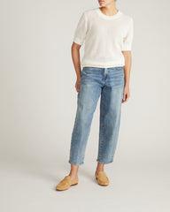 Rosie Pointelle Sweater Top - White