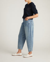 Rosie Pointelle Sweater Top - Navy