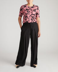 Lily Liquid Jersey Crew Neck Stovepipe Tee - Pink Sgraffito Print