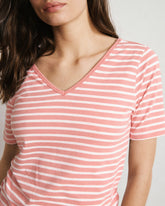 Double V Tee - Portrait Pink/White Stripe