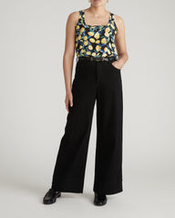 Square Neck Tank Top - Black Limoncello Print