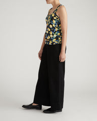 Square Neck Tank Top - Black Limoncello Print