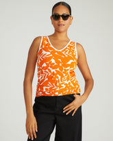 Double V Tank - Petal Palette Print in Arancia