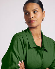 Elbe Stretch Linen Blend Shirt - Green Park