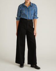 Elbe Stretch Poplin Shirt Classic Fit - Ensign Blue/White Stripe