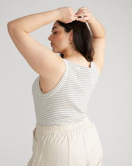 Roitfeld Ribbed Tank - Black Microstripe