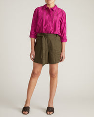 The Embroidered Artist Oversized Poplin Shirt - Hyper Pink