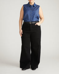 Perfect Tencel Chambray Sleeveless Shirt - Midnight Blue