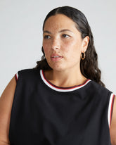 Patti Muscle Tank - Black/Striped Trim
